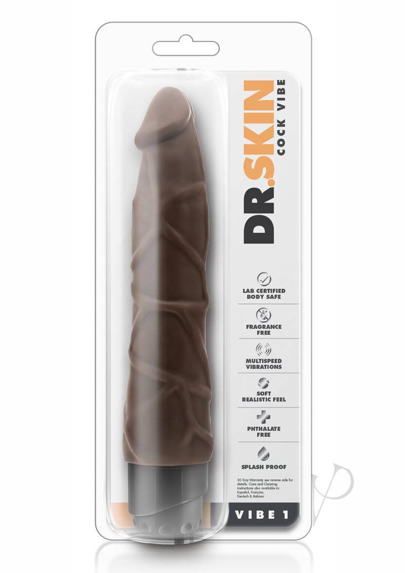 Dr. Skin Cock Vibe 1 Vibrating Dildo 9in - Chocolate