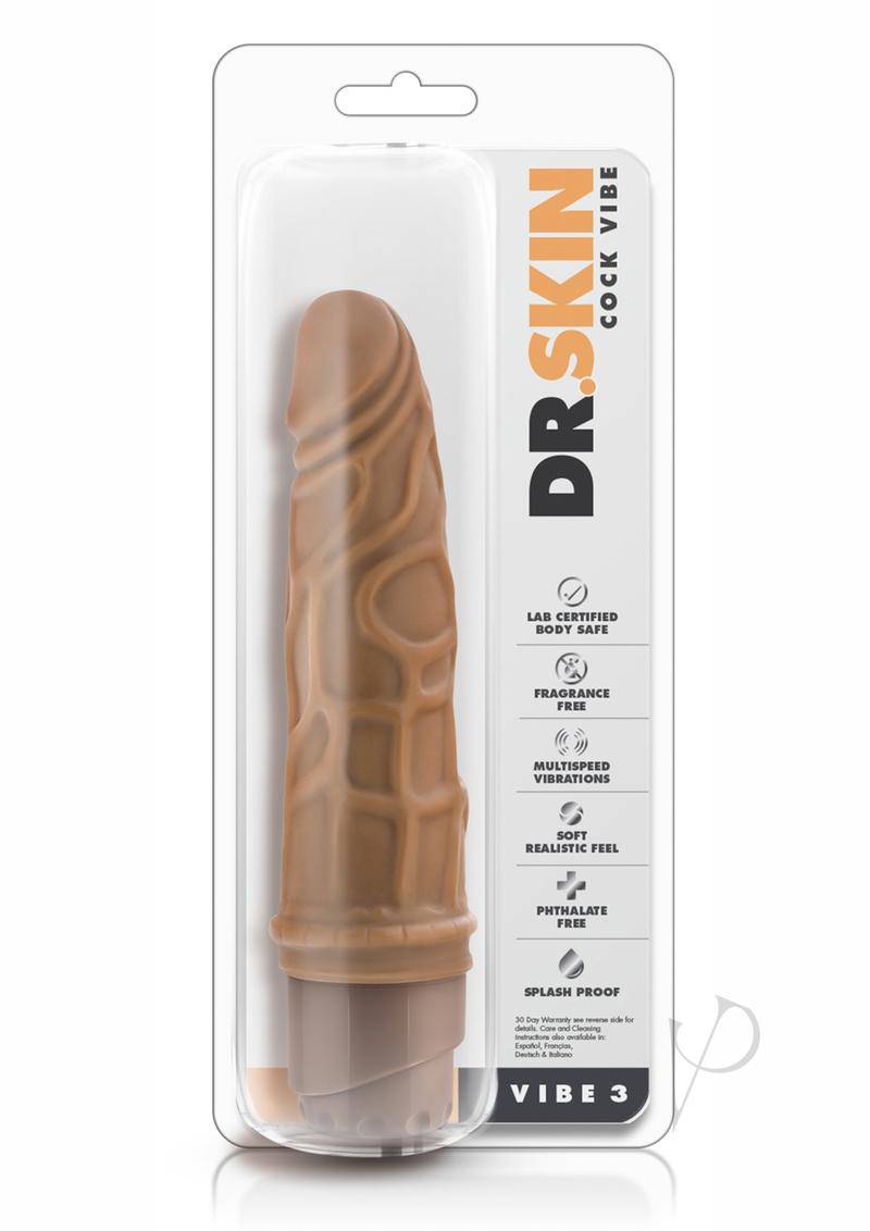 Dr. Skin Cock Vibe 3 Vibrating Dildo 7.25in - Caramel