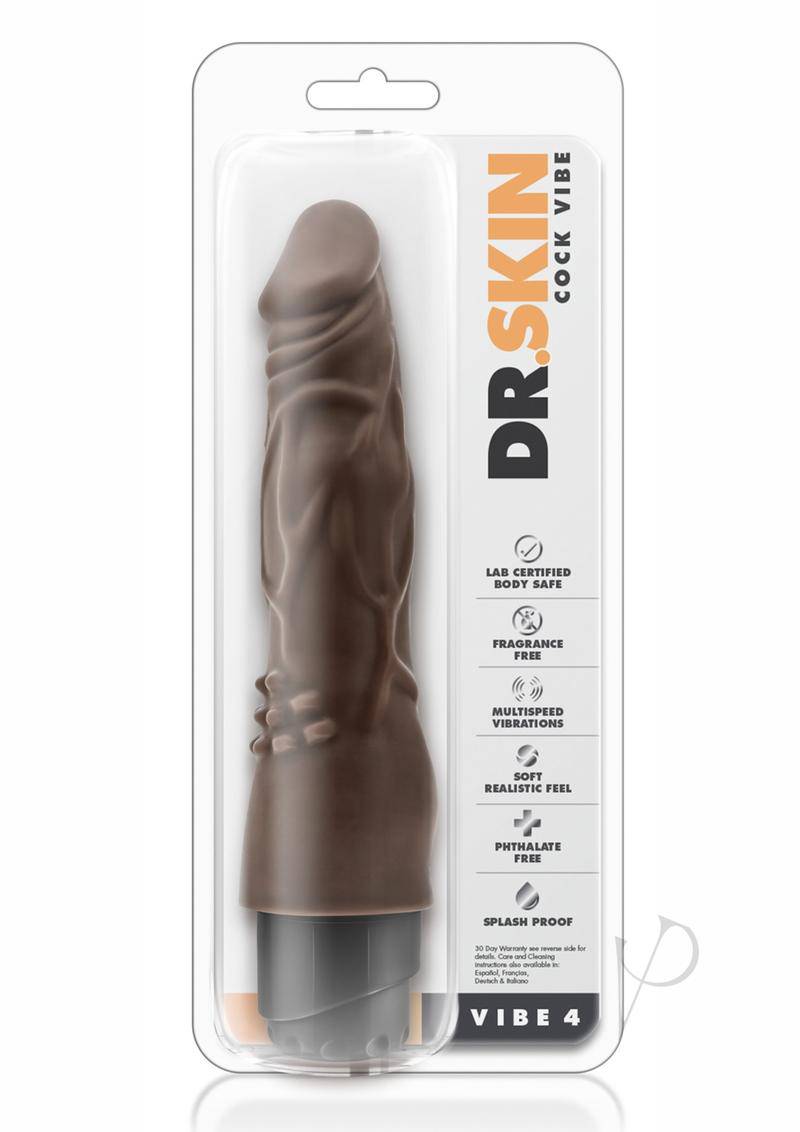 Dr. Skin Cock Vibe 4 Vibrating Dildo 8in - Chocolate