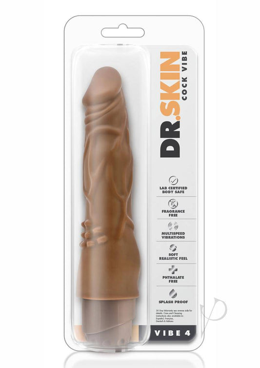 Dr. Skin Cock Vibe 4 Vibrating Dildo 8in - Caramel