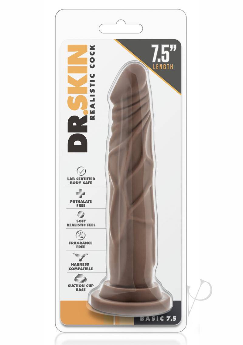 Dr. Skin Realistic Cock Basic 7.5 Dildo 7.5in - Chocolate