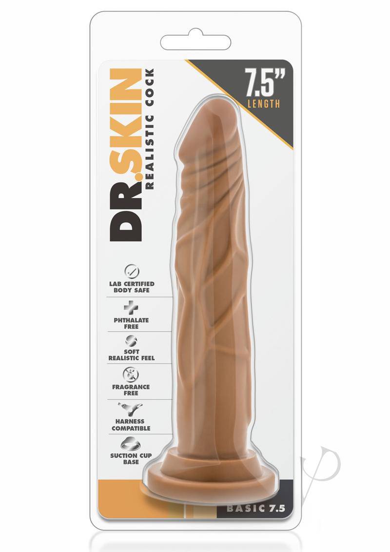 Dr. Skin Realistic Cock Basic 7.5 Dildo 7.5in - Mocha