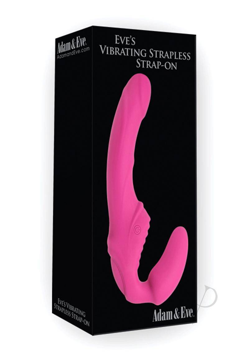 Adam and Eve Eve`s Rechargeable Silicone Dual Vibrating Strapless Strap-On - Pink