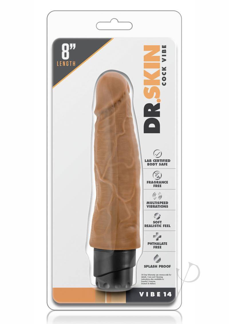 Dr. Skin Cock Vibe 14 Vibrating Dildo 8in - Caramel