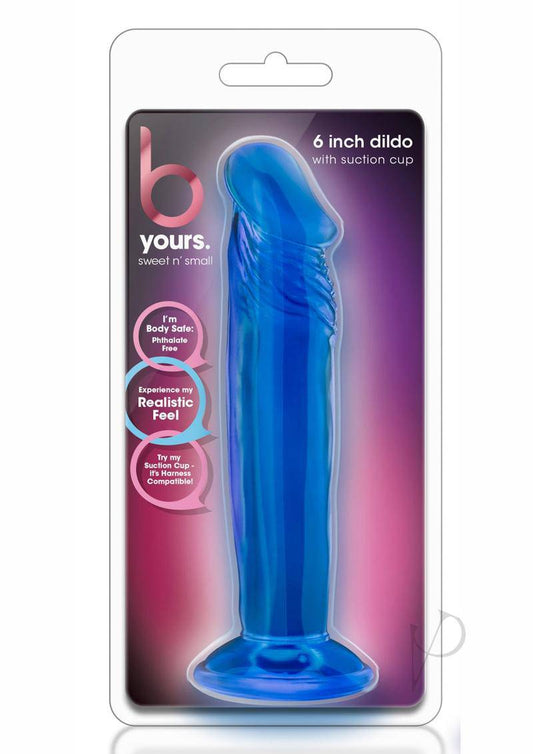 B Yours Sweet N` Small Dildo with Suction Cup 6in - Blue