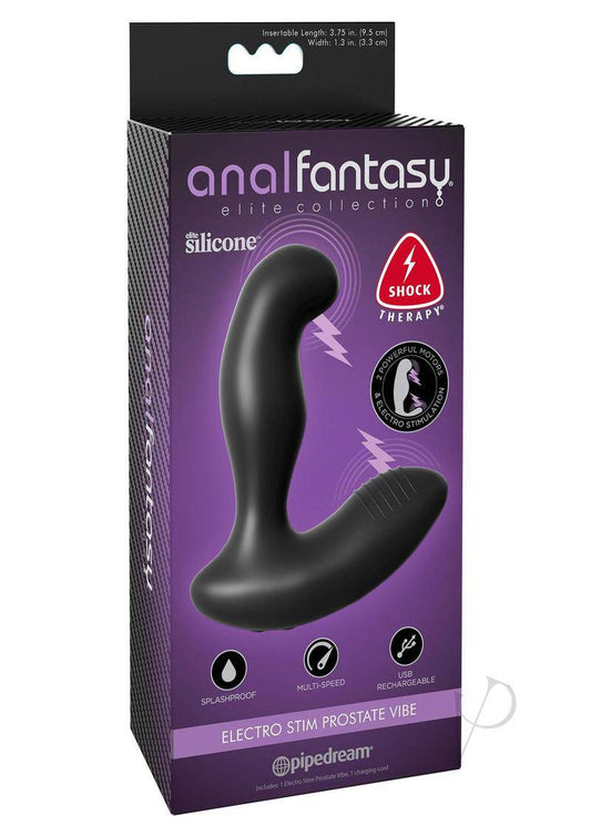 Anal Fantasy Elite Silicone Electro Stim Prostate Vibrator - Black