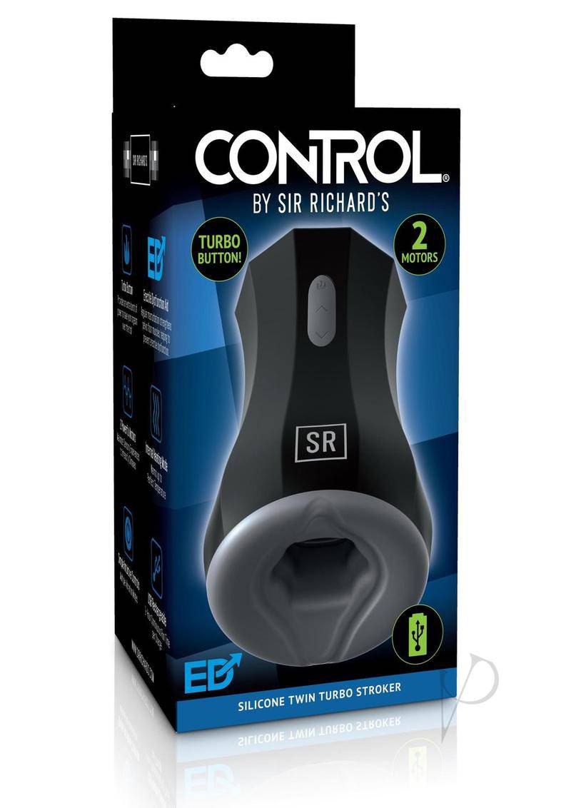 Sir Richard`s Control Silicone Twin Turbo Masturbator Rechargeable - Black/Gray