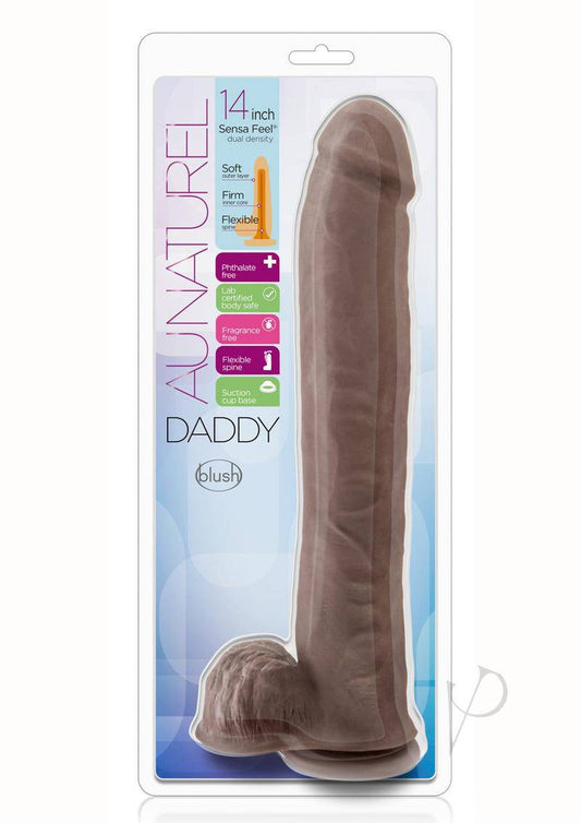 Au Naturel Daddy Sensa Feel Dual Density Dildo with Balls 14in - Chocolate