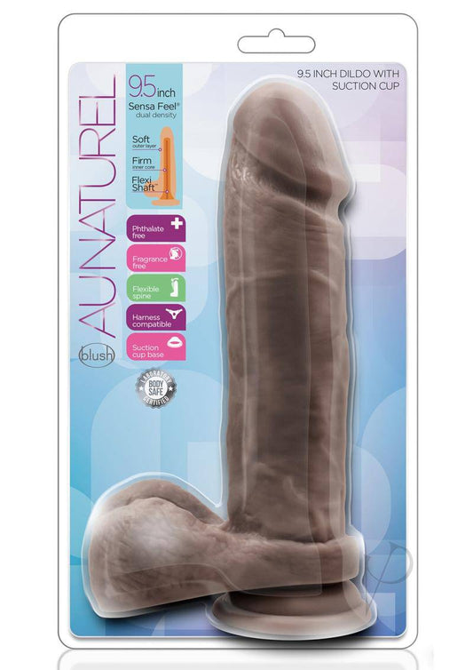 Au Naturel Dildo with Suction Cup 9.5in - Chocolate