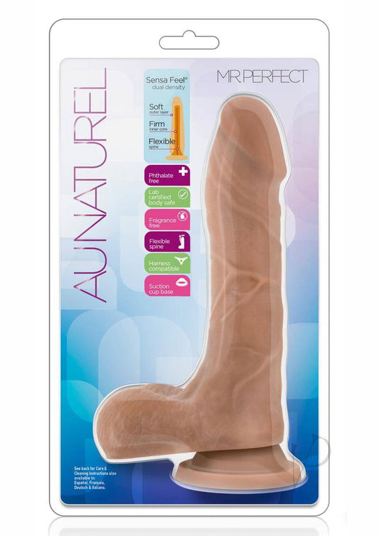 Au Naturel Mister Perfect Dildo with Balls 8.5in - Caramel