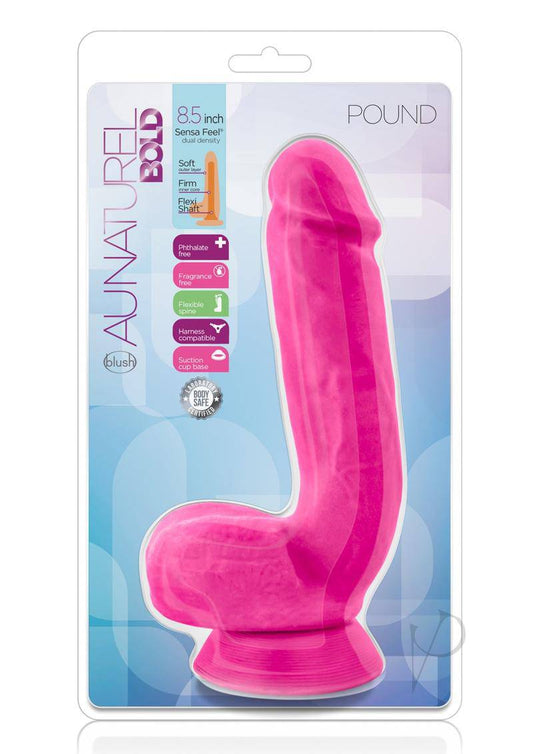 Au Naturel Bold Pound Dildo with Suction Cup 8.5in - Pink