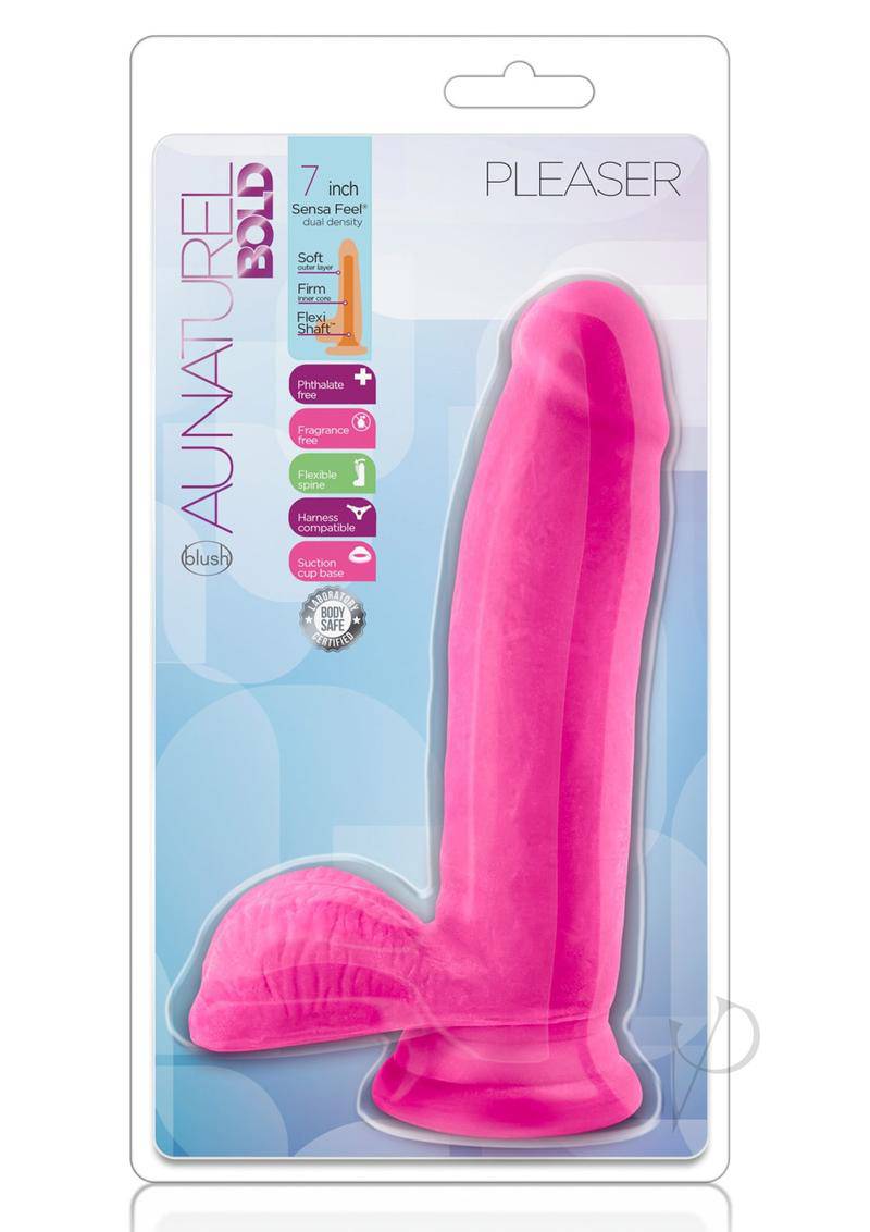 Au Naturel Bold Pleaser Dildo with Suction Cup 7in - Pink