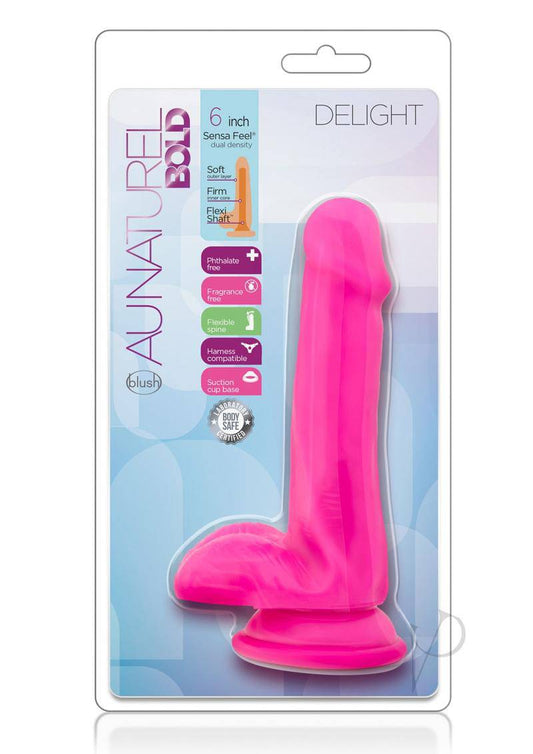 Au Naturel Bold Delight Dildo with Suction Cup 6in - Pink