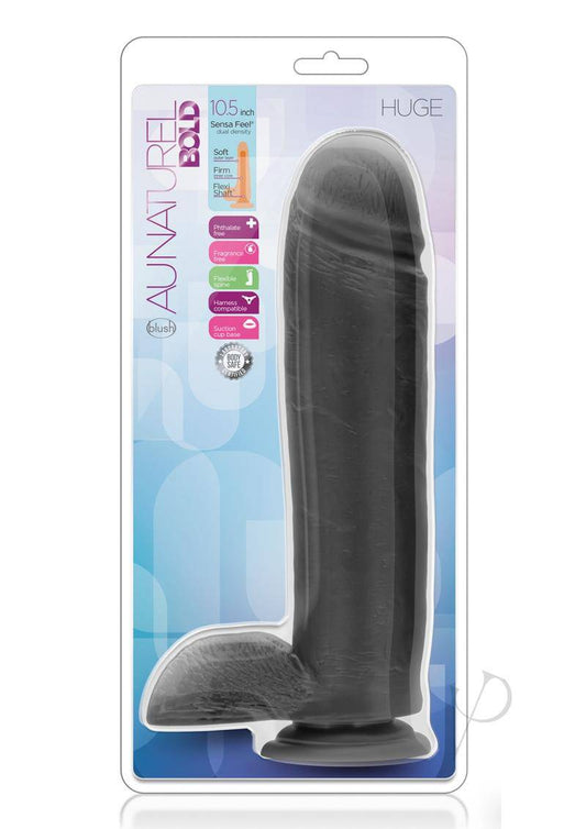 Au Naturel Bold Huge Dildo with Suction Cup 10.5in - Black