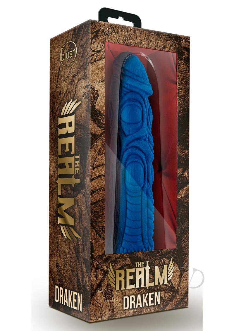 The Realm Draken Lock On Silicone Dildo 7.75in - Blue