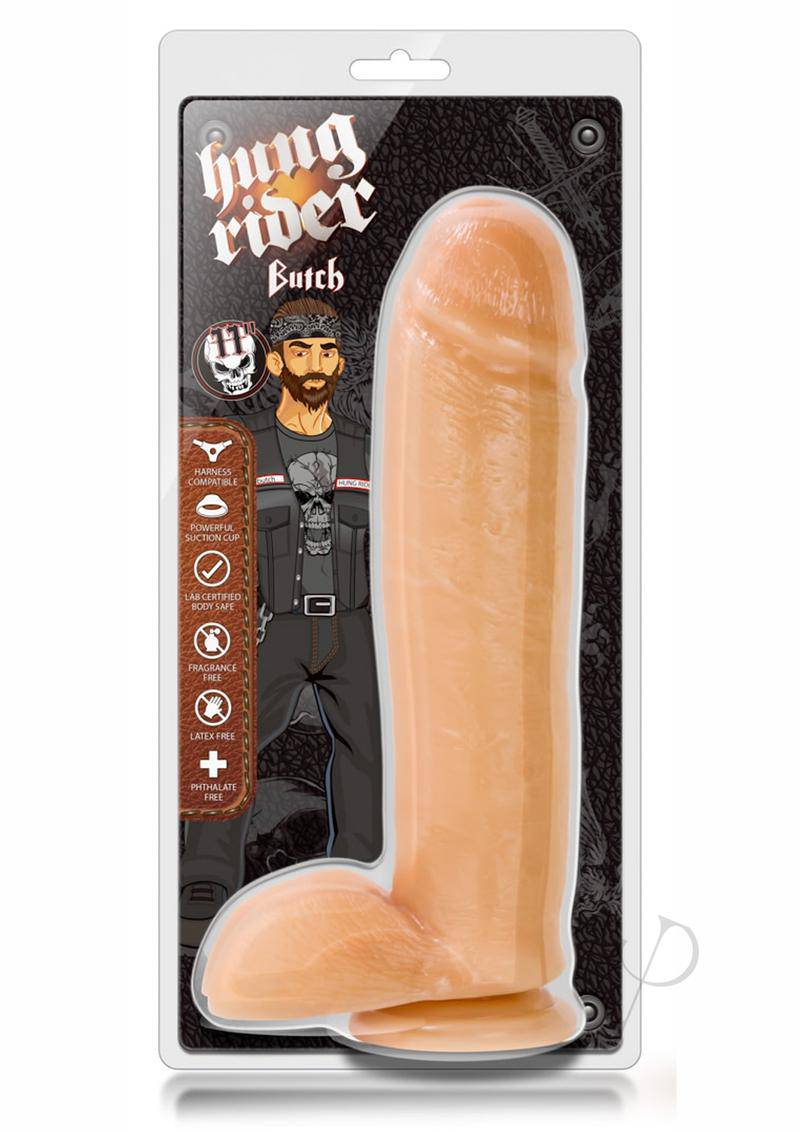 Hung Rider Butch Dildo with Balls 10.5in - Vanilla