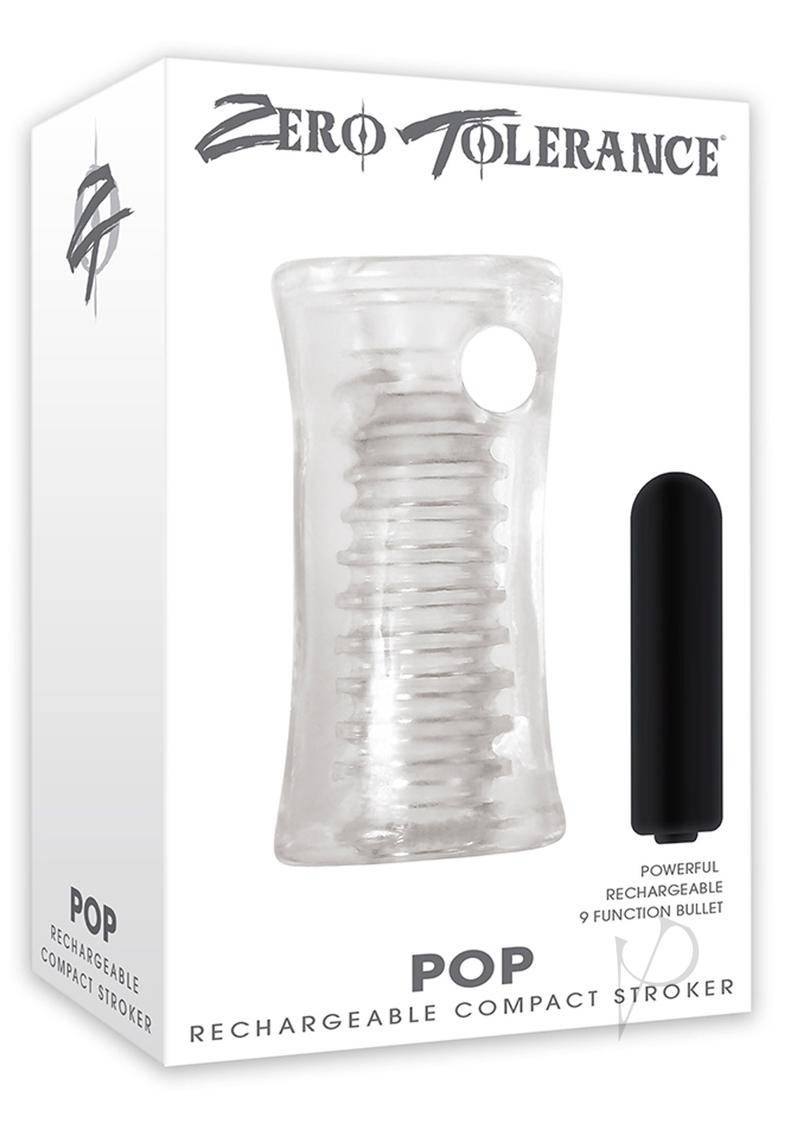 Zero Tolerance Pop Compact Textured Stroker with Rechargeable Bullet and DVD Download - Clear and Black