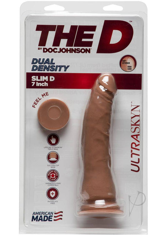 The D Thin D Ultraskyn Dildo 7in - Caramle