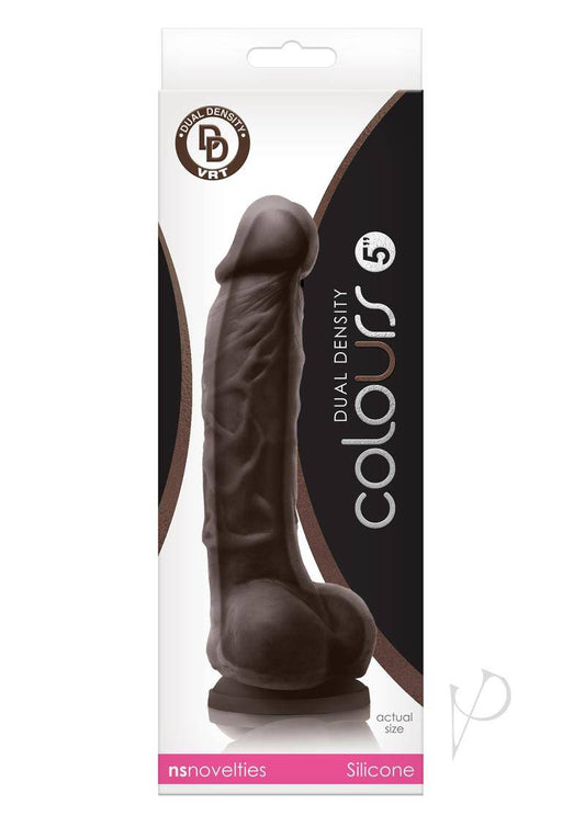 Colours Dual Density Silicone Dildo 5in - Chocolate