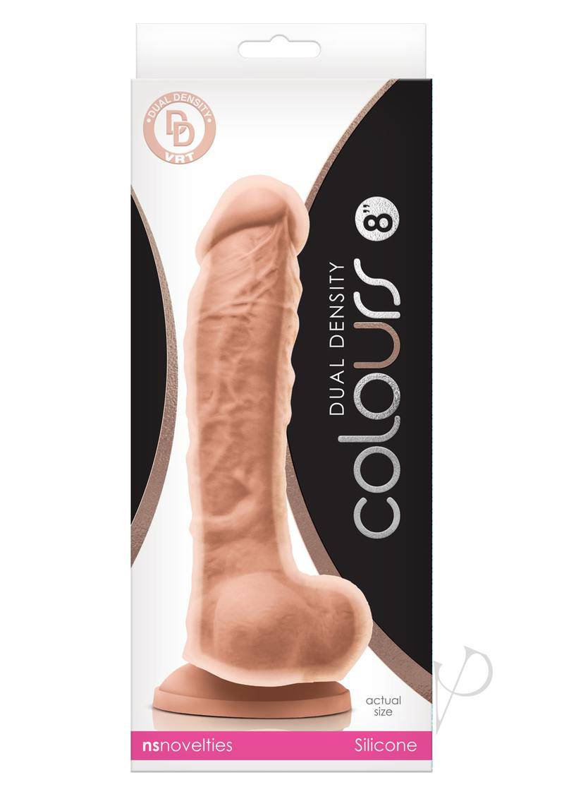 Colours Dual Density Silicone Dildo 8in - Vanilla