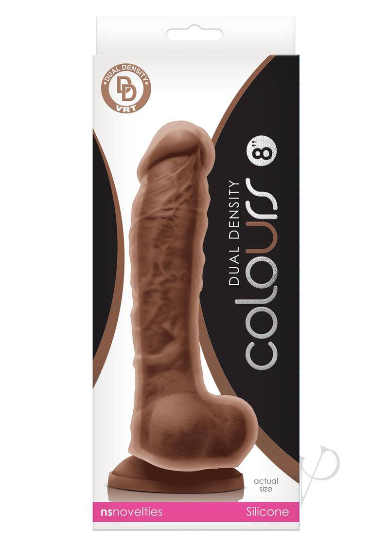 Colours Dual Density Silicone Dildo 8in - Caramel