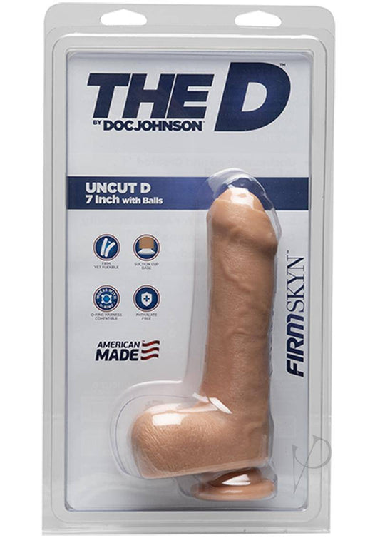 The D Uncut D Firmskyn Dildo with Balls 7in - Vanilla