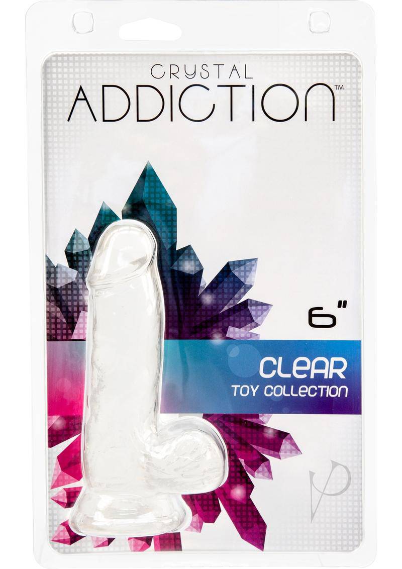 Crystal Addiction Dildo with Balls 6in - Clear