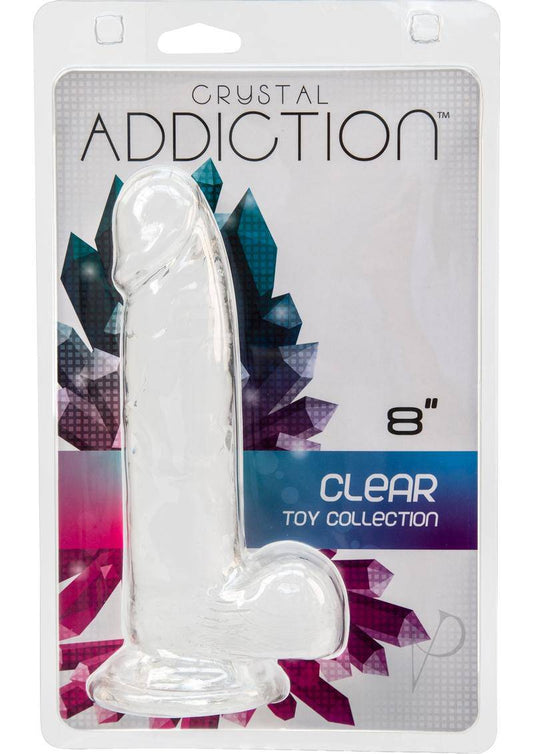 Crystal Addiction Dildo with Balls 8in - Clear