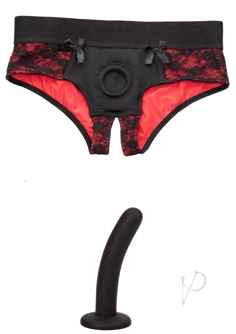 Scandal Crotchless Pegging Panty Set S/m - Chambre Rouge