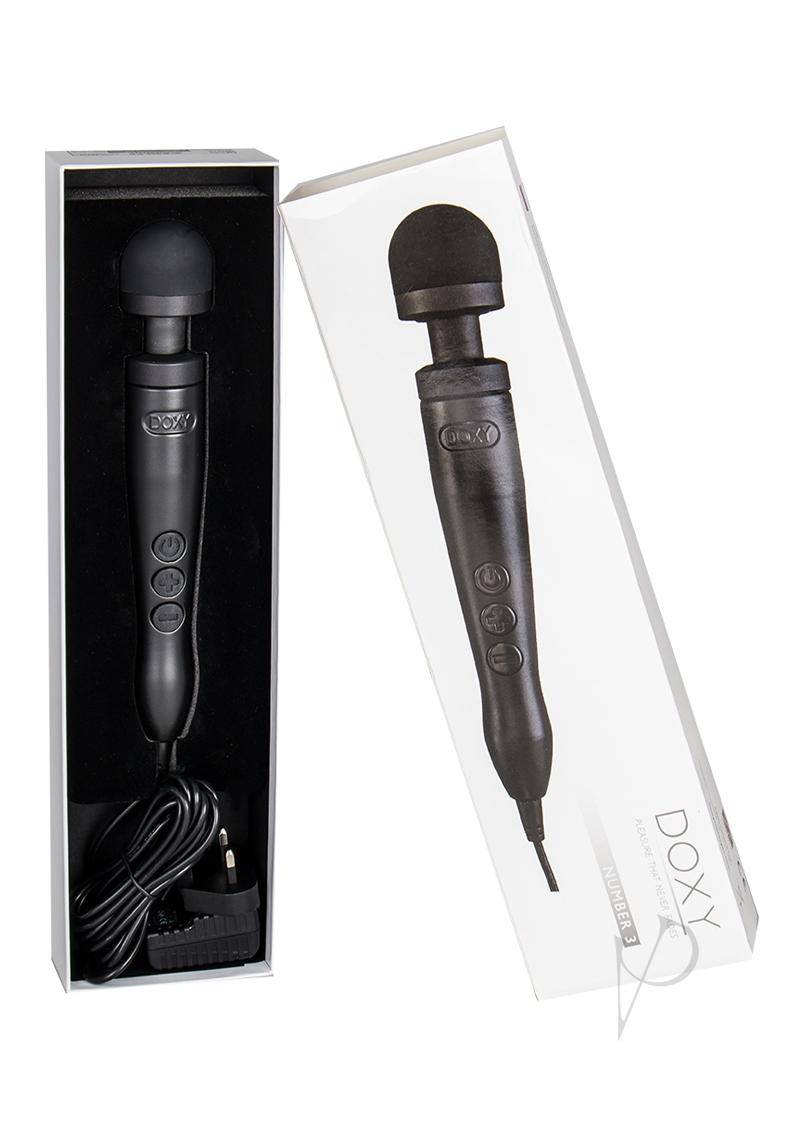 Doxy Number 3 Wand Plug-In Vibrating Body Massager - Matte Black