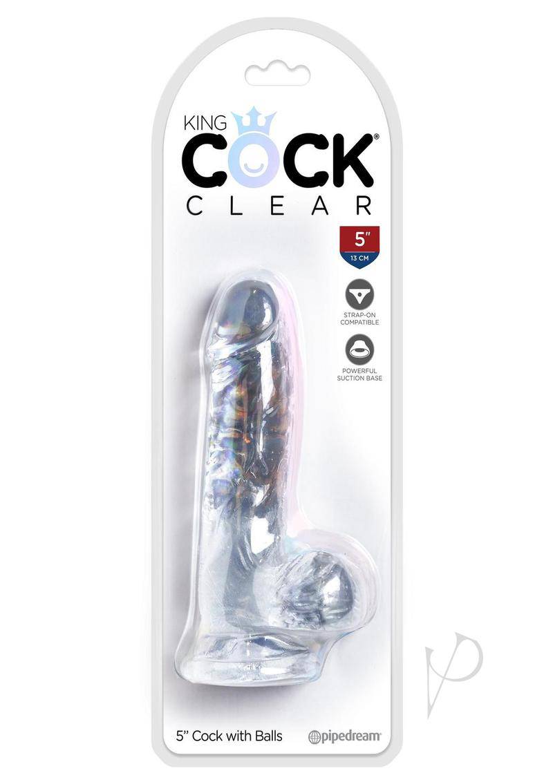 King Cock Dildo with Balls 5in - Clear