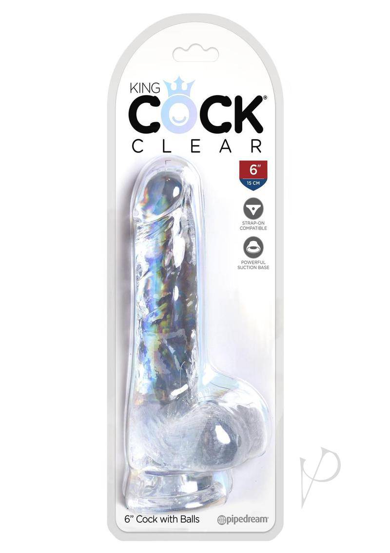 King Cock Dildo with Balls 6in - Clear