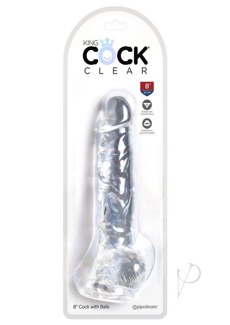 King Cock Dildo with Balls 8in - Clear