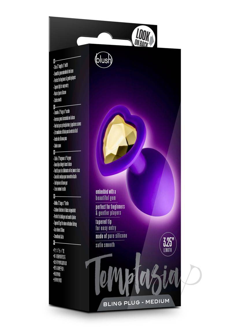 Temptasia Bling Plug Silicone Butt Plug - Medium - Purple