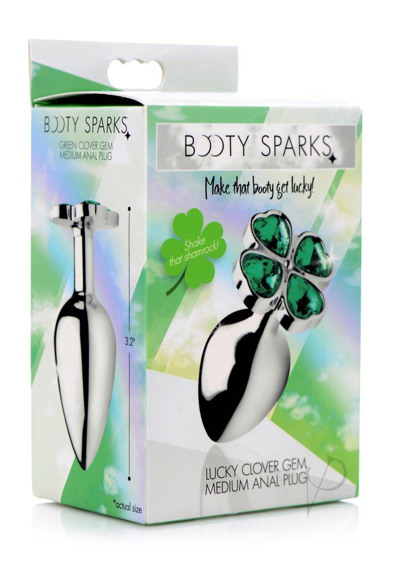 Booty Sparks Lucky Clover Gem Medium Anal Plug - Green