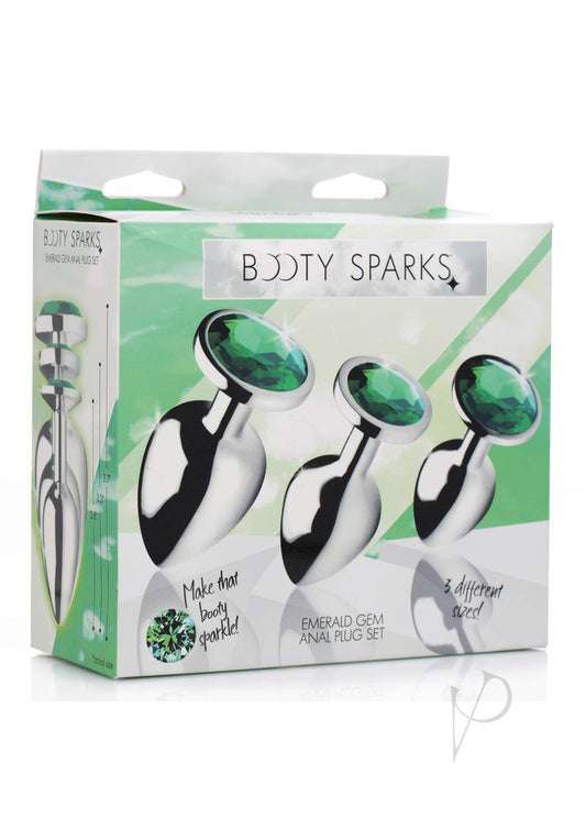 Booty Sparks Emerald Gem Anal Plug Set - Green