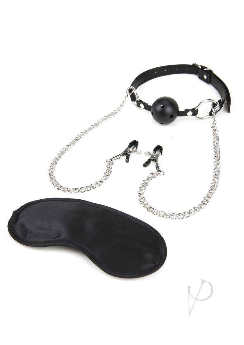 Lux F Breathable Ball Gag W/nip Chain - Chambre Rouge