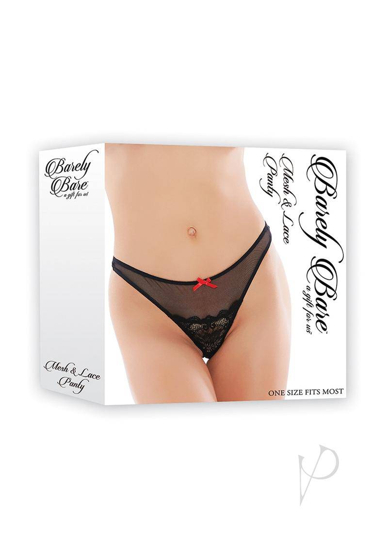 Barely Bare Mesh and Lace Panty Black One Size