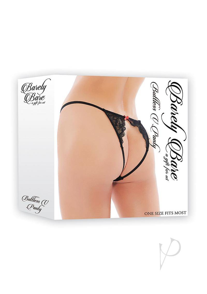 Barely Bare Buttless V Panty Black One Size