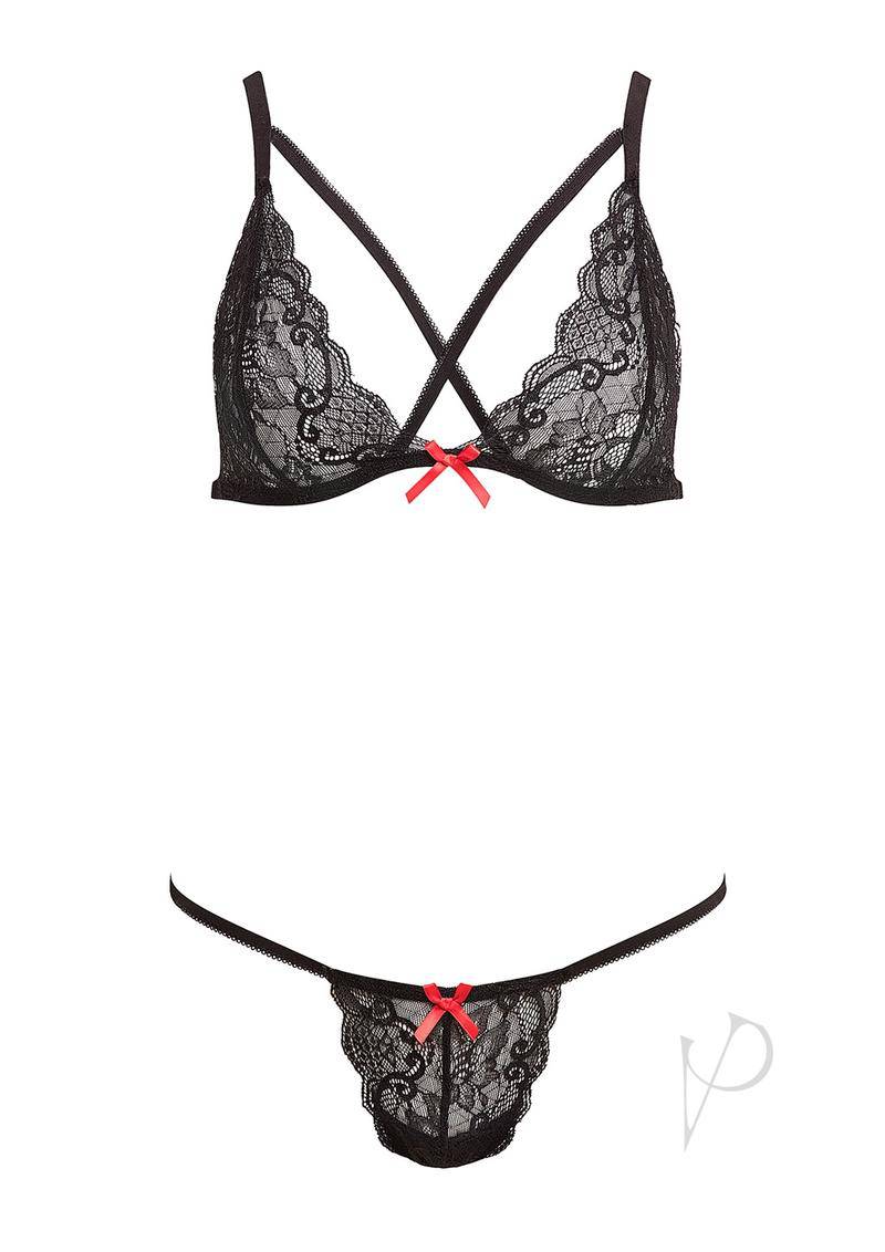 Barely B X Strap Bralette Set Black - Chambre Rouge