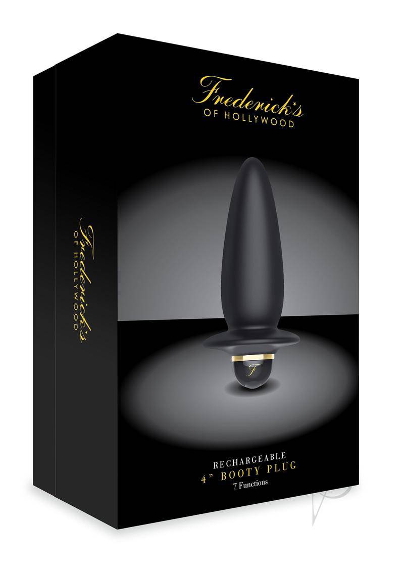 Frederick`s Of Hollywood Rechargeable 4in Booty Plug Multi Function Vibration Silicone - Black