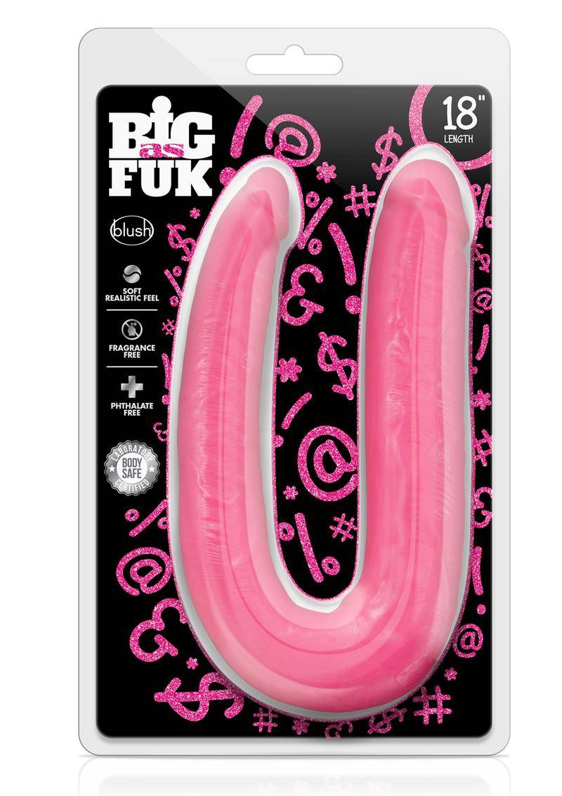 Big As Fuk Double Headed Dildo with Suction Cup 18in - Pink