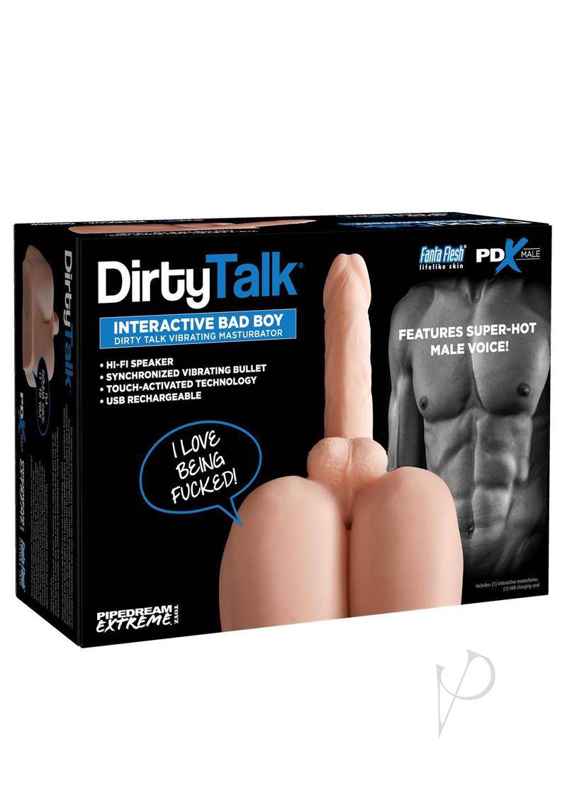 PDX Male Dirty Talk Rechargeable Interactive Bad Boy Masturbator - Butt and Cock - Vanilla