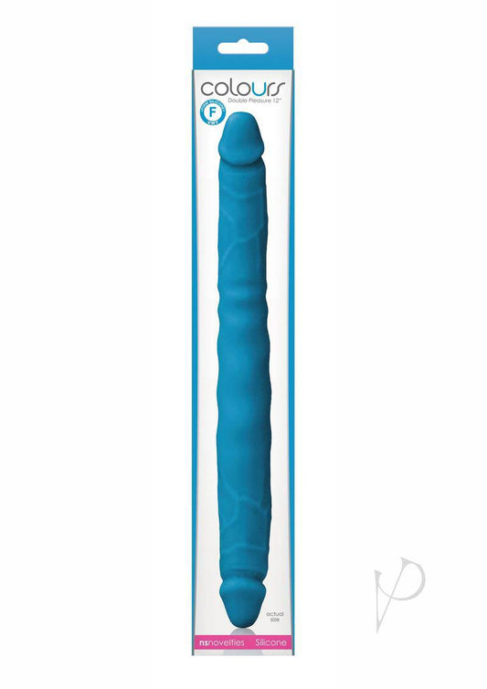 Colours Double Pleasures Silicone Double Dildo 12in - Blue