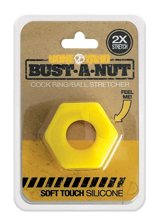 Boneyard Bust A Nut 2X Stretch Silicone Cock Ring Ball Stretcher - Yellow