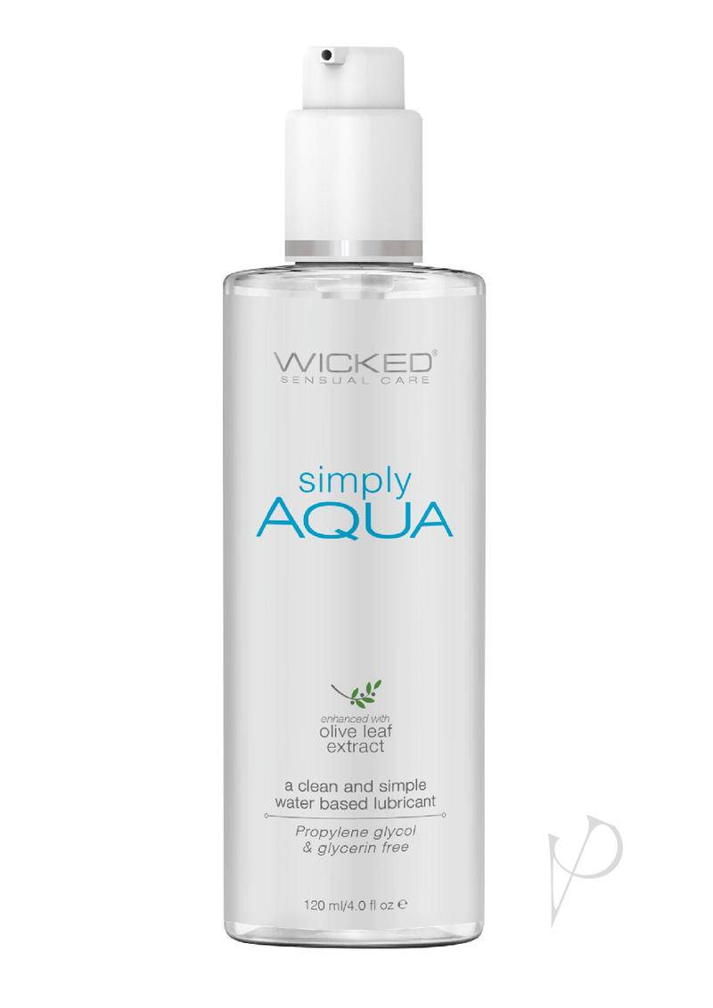 Wicked Simply Aqua Water Based Lubricant with Olive Leaf Extract 4oz