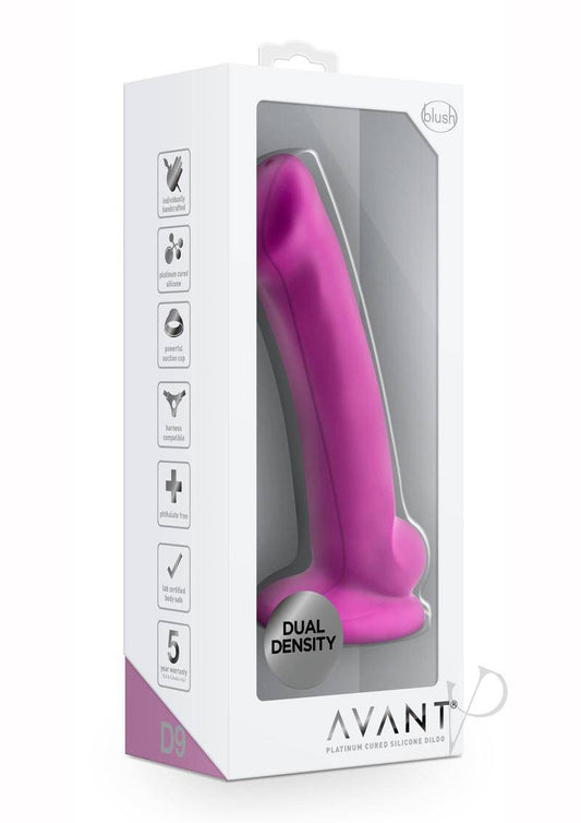 Avant D9 Ergo Mini Silicone Dildo with Suction Cup 6.5in - Violet