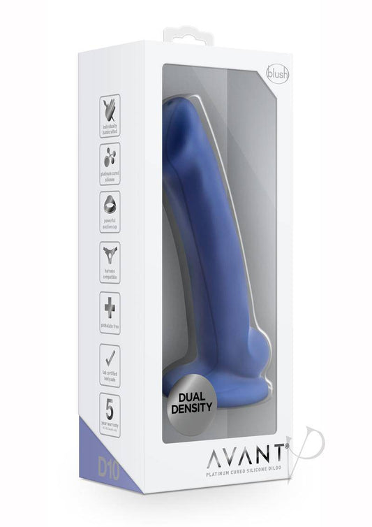 Avant D10 Ergo Mini Silicone Dildo with Suction Cup 6.5in - Indigo