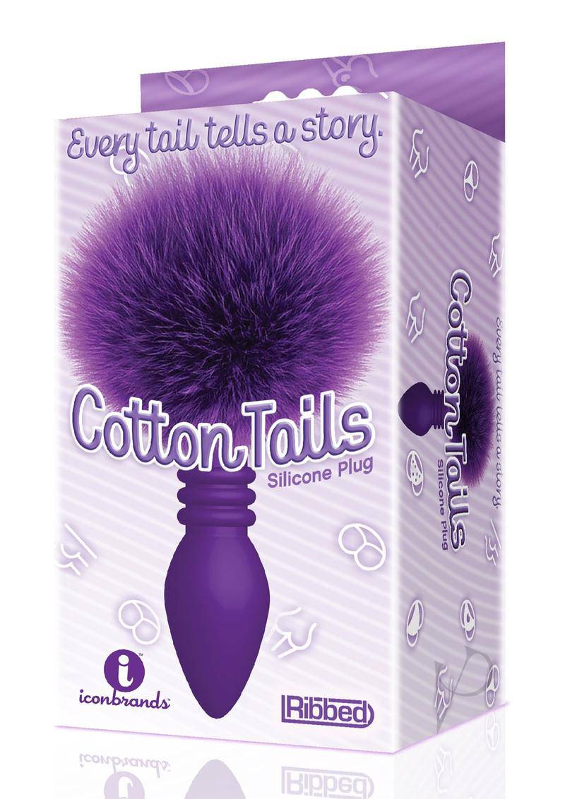 The 9`s - Cottontails Silicone Ribbed Bunny Tail Butt Plug - Purple