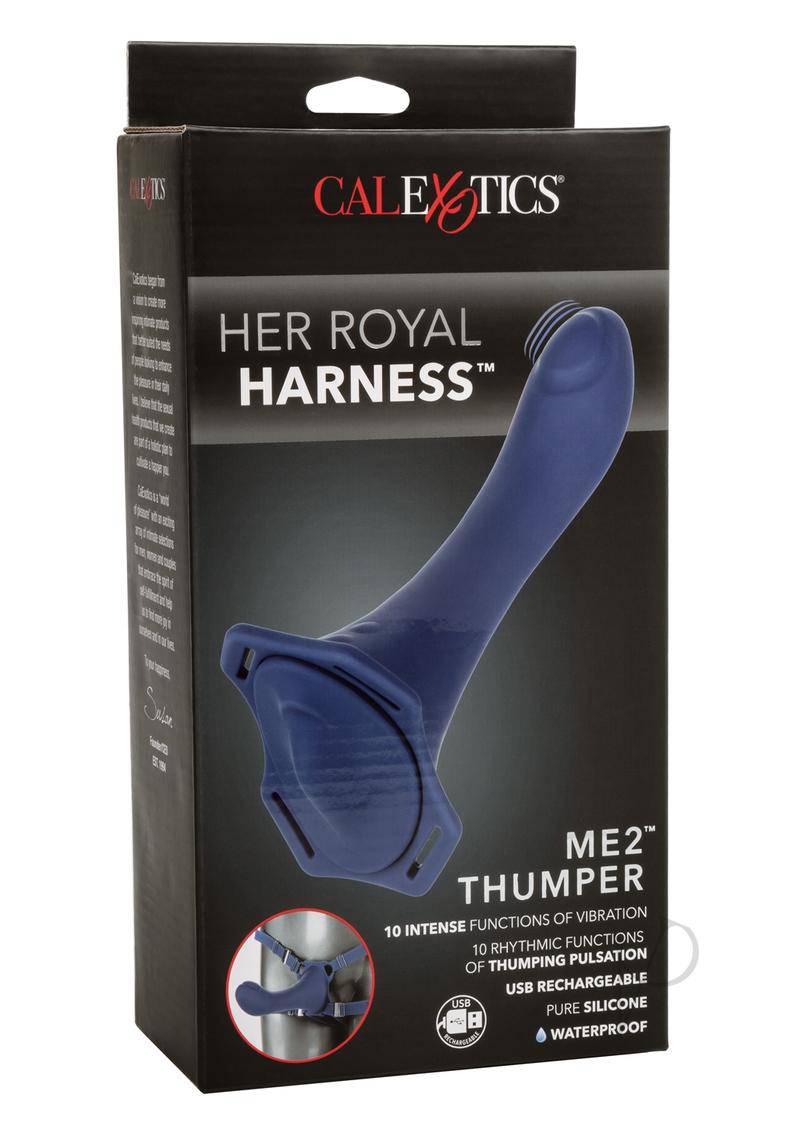 Her Royal Harness ME2 Thumper Strap-On with Silicone Rechargeable Dildo - Blue